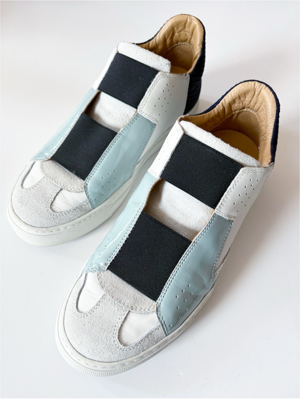 Maison Margiela || Color Block High Top Trainers Slip On Sneakers White Blue 36